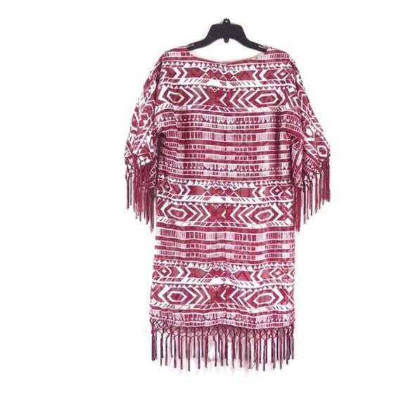 Sam Edelman Prairie Dreamer Aztec Straight Fringe Hem Lined Dress Size Medium - Picture 3 of 12